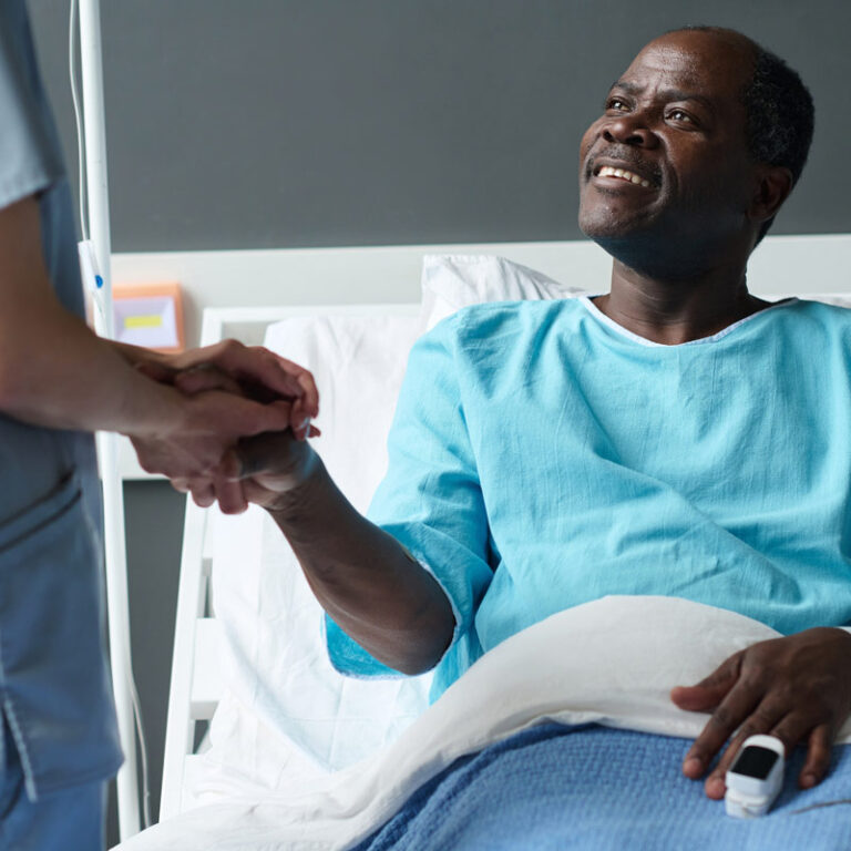 Patient in hospital bed