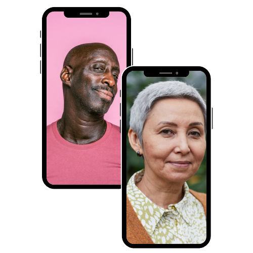 Two patients participating in a video visit.