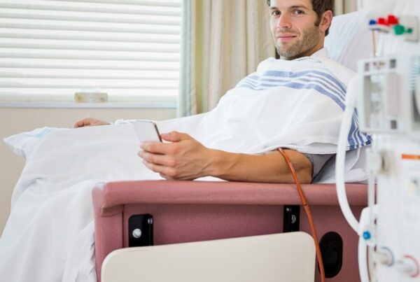 Patient in outpatient dialysis clinic.