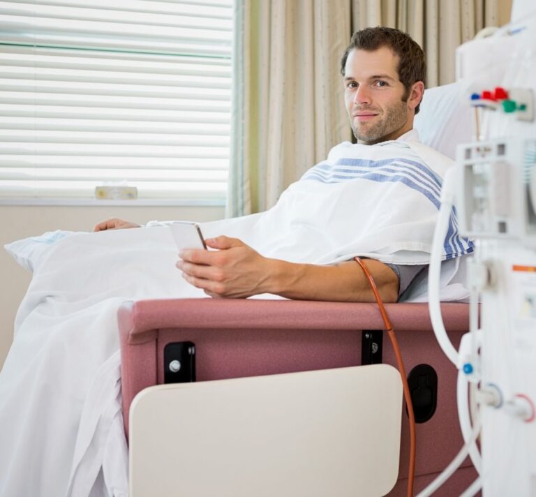 Patient in outpatient dialysis clinic.